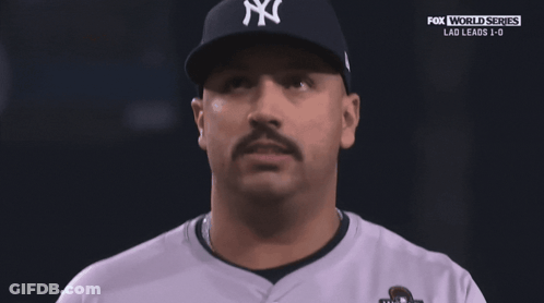 Man With Mustache In World Series Shirt GIF