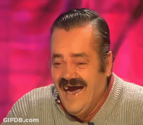 Man With Mustache Laughing Against Pink Background GIF