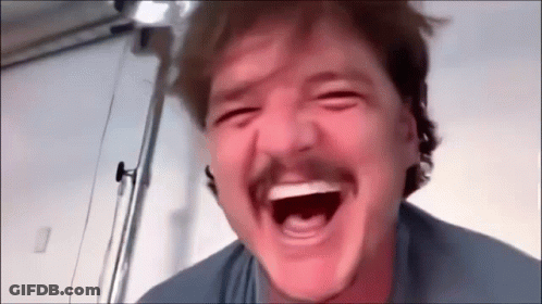 Man With Mustache Laughing Eyes Closed GIF