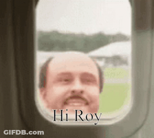 Man With Mustache Looking Out Airplane Window Hi Roy GIF