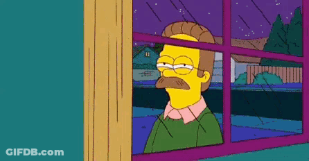 Man With Mustache Looking Out Window At Night GIF