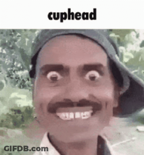 Man With Mustache Making Funny Face Cuphead GIF