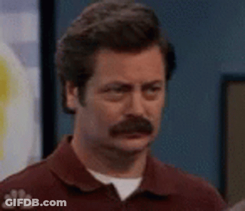 Man With Mustache Making Funny Face In Red Shirt GIF
