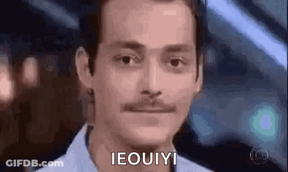 Man With Mustache Making Funny Face Saying I Eouiy GIF