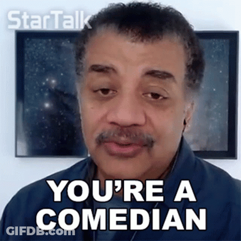 Man With Mustache Making Funny Face Says You're A Comedian GIF
