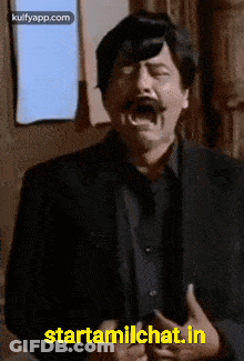 Man With Mustache Making Funny Face Starttamilchat.in GIF