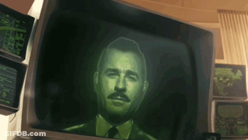Man With Mustache On Monitor GIF