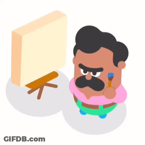 Man With Mustache Painting Canvas GIF
