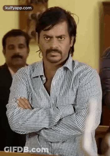 Man With Mustache Plaid Shirt Arms Crossed GIF