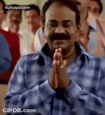 Man With Mustache Praying To Crowd GIF