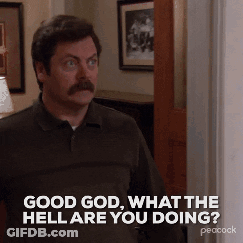 Man With Mustache Saying Good God What Are You Doing GIF