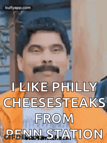 Man With Mustache Saying He Likes Philly Cheesesteaks GIF