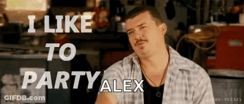 Man With Mustache Saying I Like To Party Alex GIF