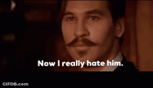 Man With Mustache Saying I Really Hate Him GIF