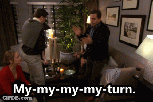 Man With Mustache Saying My Turn GIF