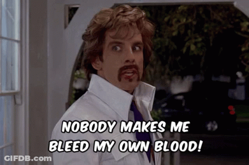 Man With Mustache Saying Nobody Makes Me Bleed My Own Blood GIF