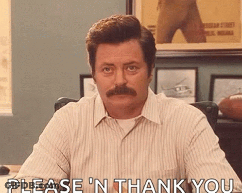 Man With Mustache Saying Please N Thank You GIF