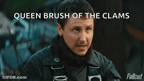 Man With Mustache Saying Queen Brush Of The Clams GIF