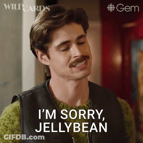 Man With Mustache Saying Sorry Jelly Bean GIF