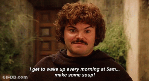 Man With Mustache Saying Wake Up And Make Soup GIF