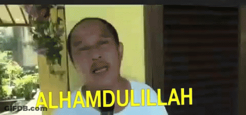 Man With Mustache Says Alhamdulillah In Yellow Letters GIF
