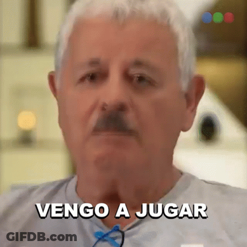 Man With Mustache Says Vengo A Jugar GIF