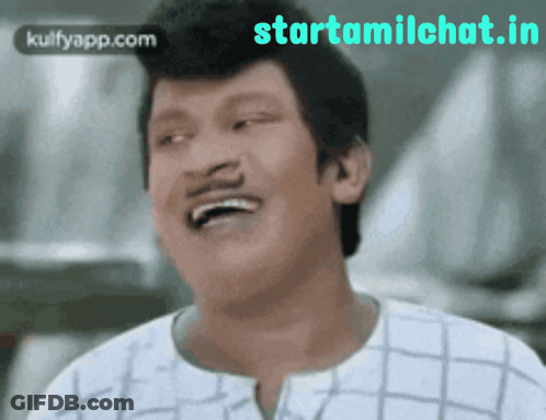 Man With Mustache Smiling In Front Of Starttamilchat.in GIF
