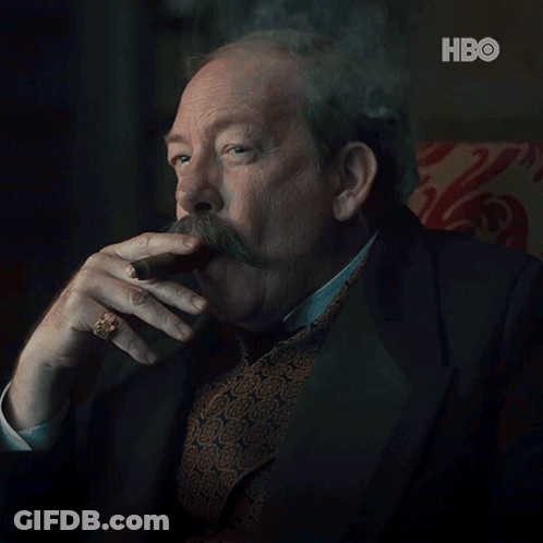 Man With Mustache Smoking Cigar GIF