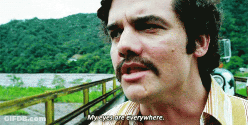 Man With Mustache Talking About Eyes Everywhere GIF