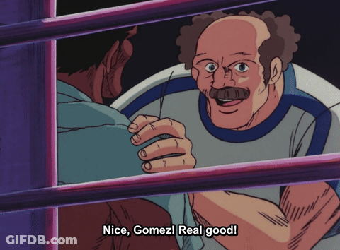 Man With Mustache Talking To Another Man Saying Nice Gomez Real Good GIF