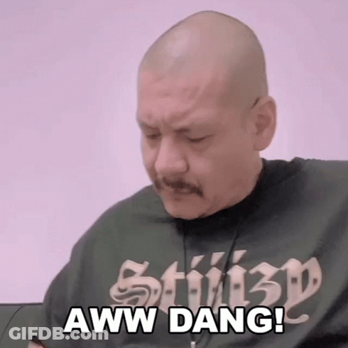 Man With Mustache Wearing Aww Dang Shirt GIF