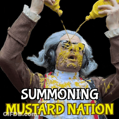 Man With Mustard On Face Summoning Mustard Nation GIF