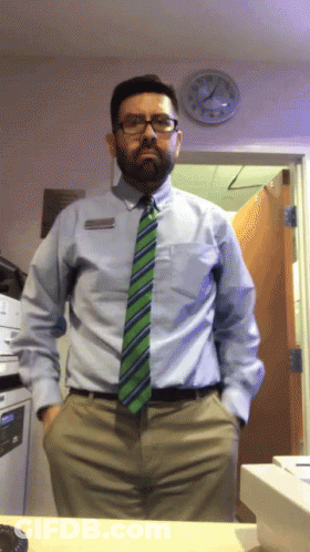 Man With Name Tag By Door GIF