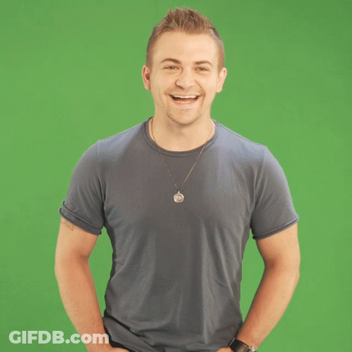 Man With Necklace Laughing On Green Background GIF