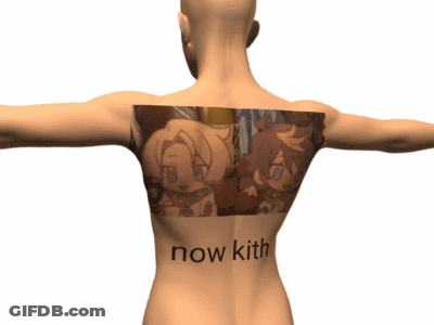 Man With Now Kith Back Tattoo GIF