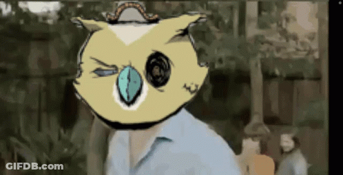 Man With Owl Mask On Head GIF