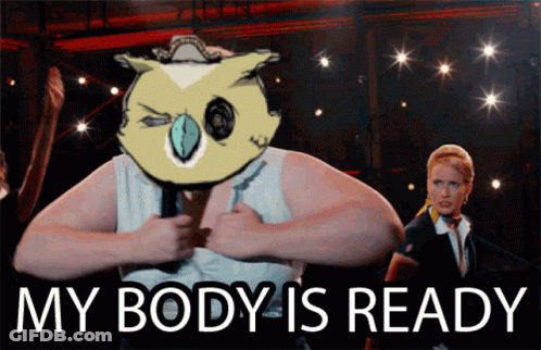 Man With Owl On Head Saying My Body Is Ready GIF
