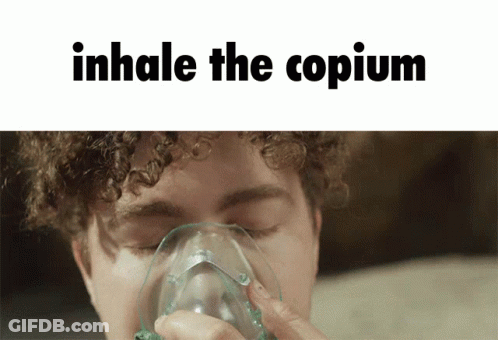 Man With Oxygen Mask Saying Inhale The Copium GIF