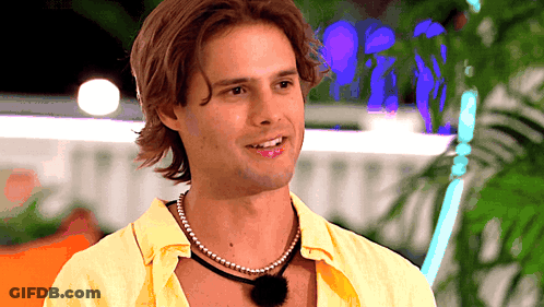 Man With Pearl Necklace And Yellow Shirt GIF