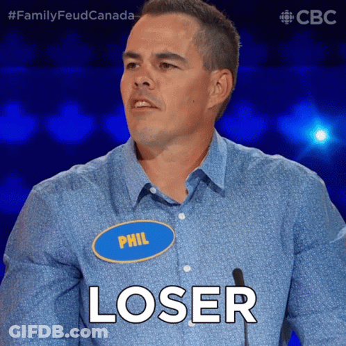 Man With Phil Name Tag And Loser GIF