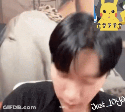 Man With Pikachu Sticker On Forehead GIF