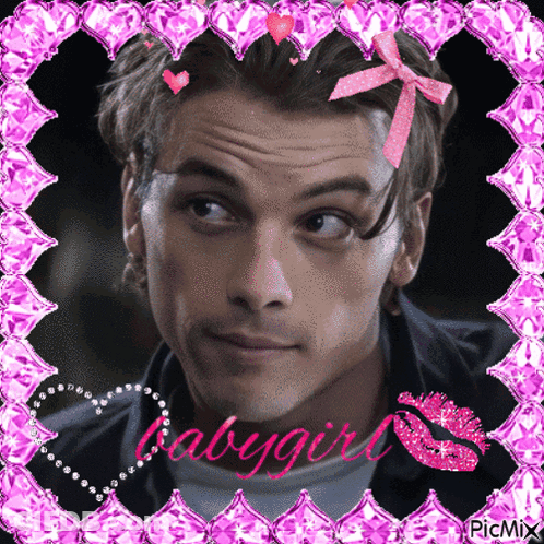 Man With Pink Bow And Babygirl Text GIF