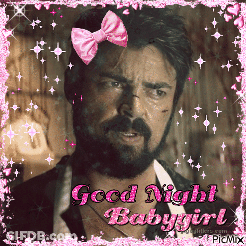 Man With Pink Bow Says Good Night Baby Girl GIF