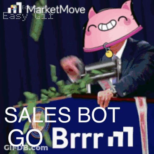 Man With Pink Cat Says Sales Bot Go Brrr GIF