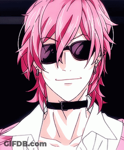 Man With Pink Hair And Sunglasses Wearing Choker GIF