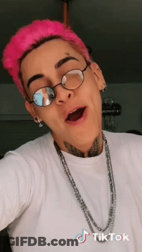 Man With Pink Hair Glasses Necklace TikTok Sticker GIF
