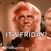 Man With Pink Hair Saying Its Friday GIF