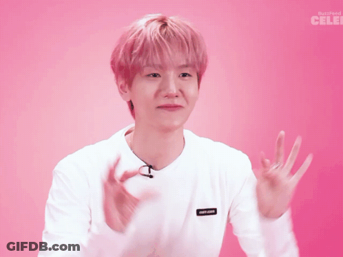 Man With Pink Hair Wearing Buzzfeed Celeb Shirt GIF