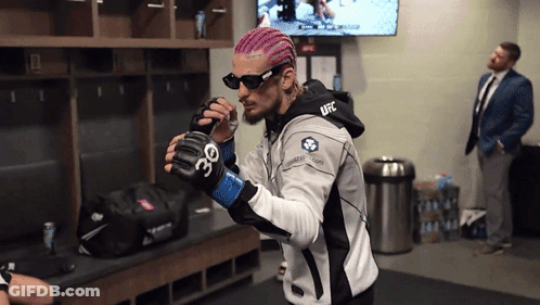 Man With Pink Hair Wearing UFC Jacket GIF