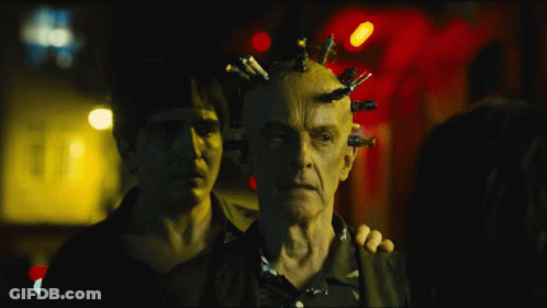 Man With Pins In Head GIF